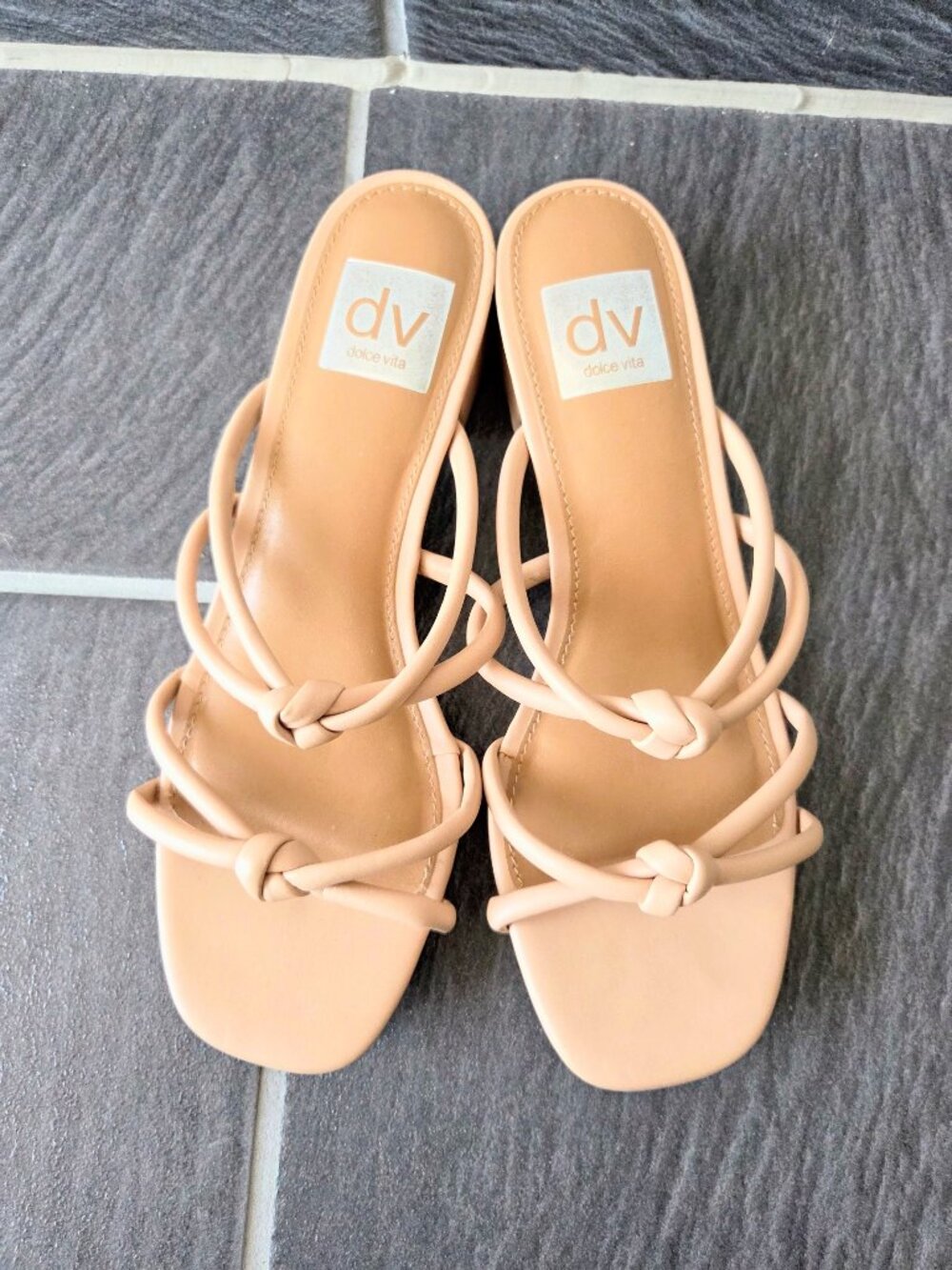 DV by Dolce Vita Blush Nude Wisteria Double Knotted Band Slide Sandals 6.5 - Picture 2 of 8